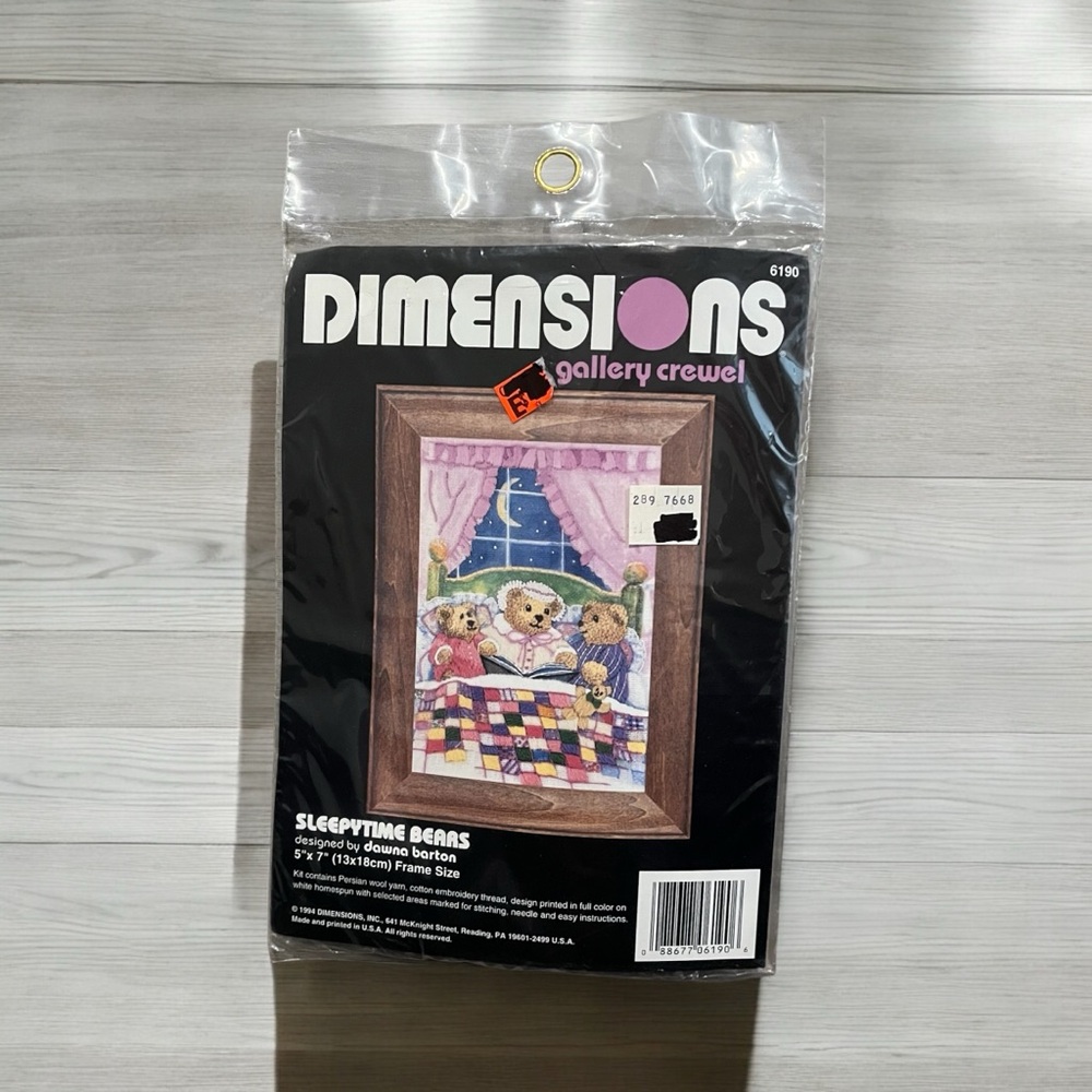 🐈OKC🐈 Vintage NWT Dimensions Gallery Crewel “Sleepytime Bears” Embroidery Kit